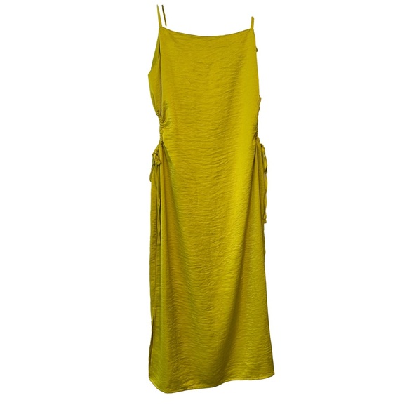 Christian Lacroix Dresses & Skirts - Christian Lacroix Satin Midi Dress Side Cutouts in Venom Chartreuse Medium NWT